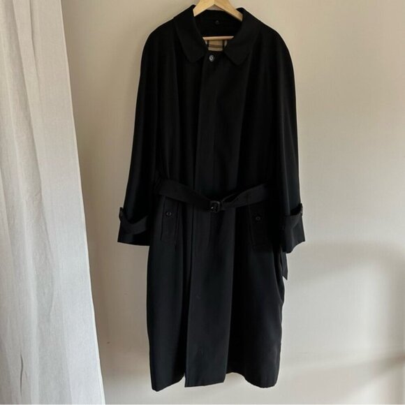 Burberry Vintage Men Black Lawrence Trench Coat with Removable Wool Vest Size 46 - Picture 2 of 16